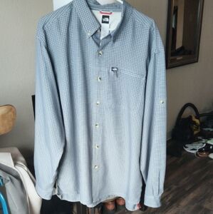 The North Face Men's Blue Checkered Shirt Zippered Pocket Large Casual Button